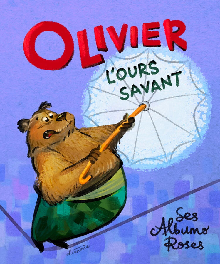 Book cover design and hand-lettering for a story book about a circus bear