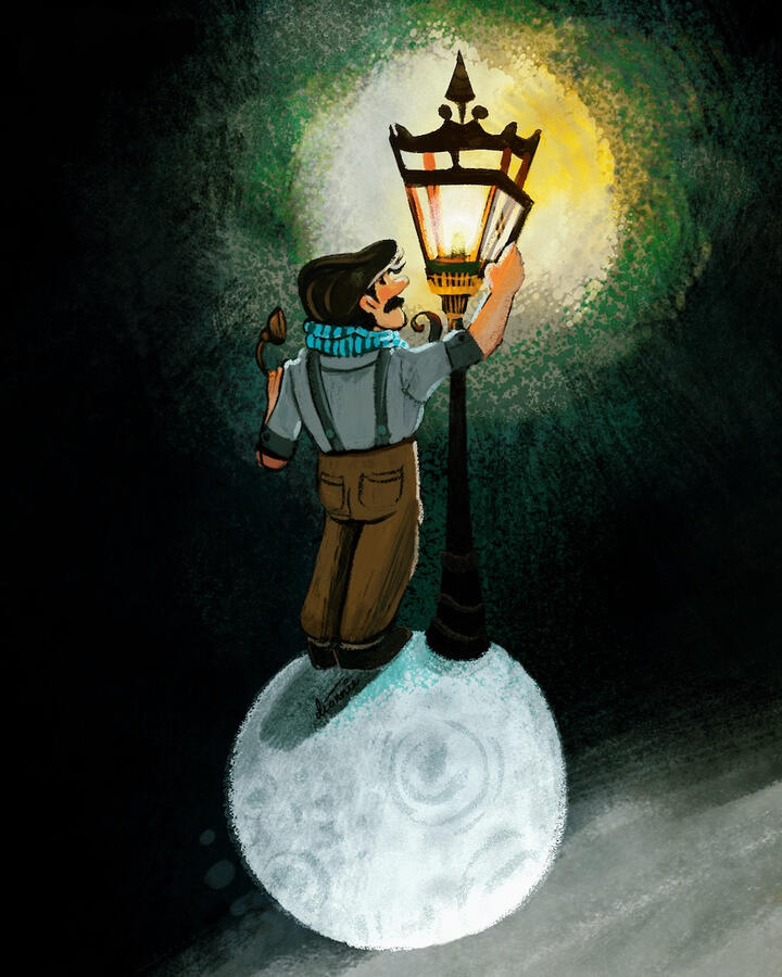 Character design for the lamplighter in the children's book classic, The Little Prince.