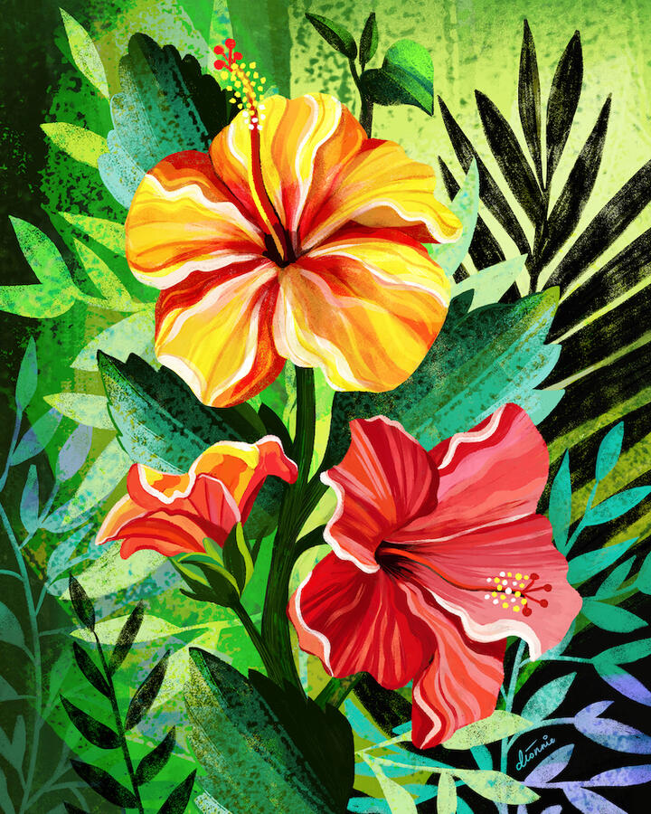 Digital painting of hibiscus