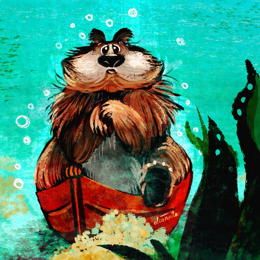 A sinking boat with bear in it.